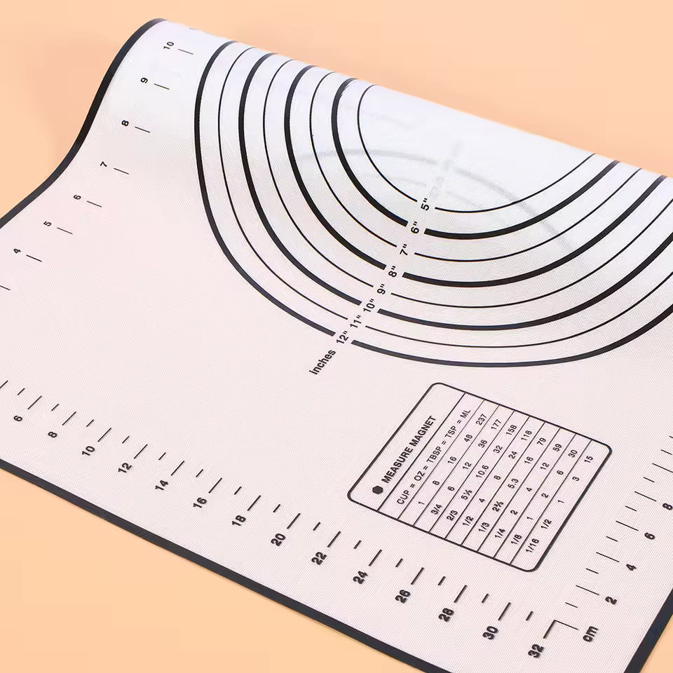 Silicone Pastry Mat - Non-Stick Dough Rolling & Baking Mat with Measurements