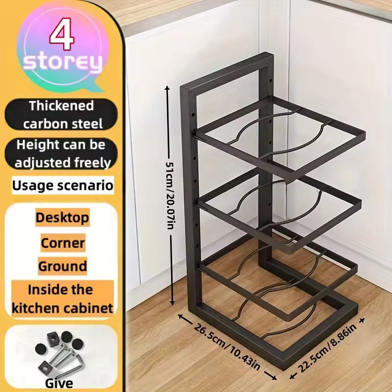 Adjustable Pot Rack Organizer - Multi-Layer Stainless Steel Pot & Pan Storage