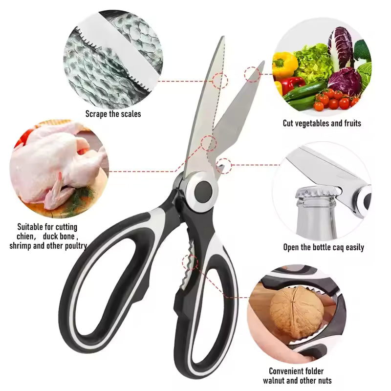 Heavy Duty Stainless Steel Kitchen Scissors - Multipurpose Cutting Shears
