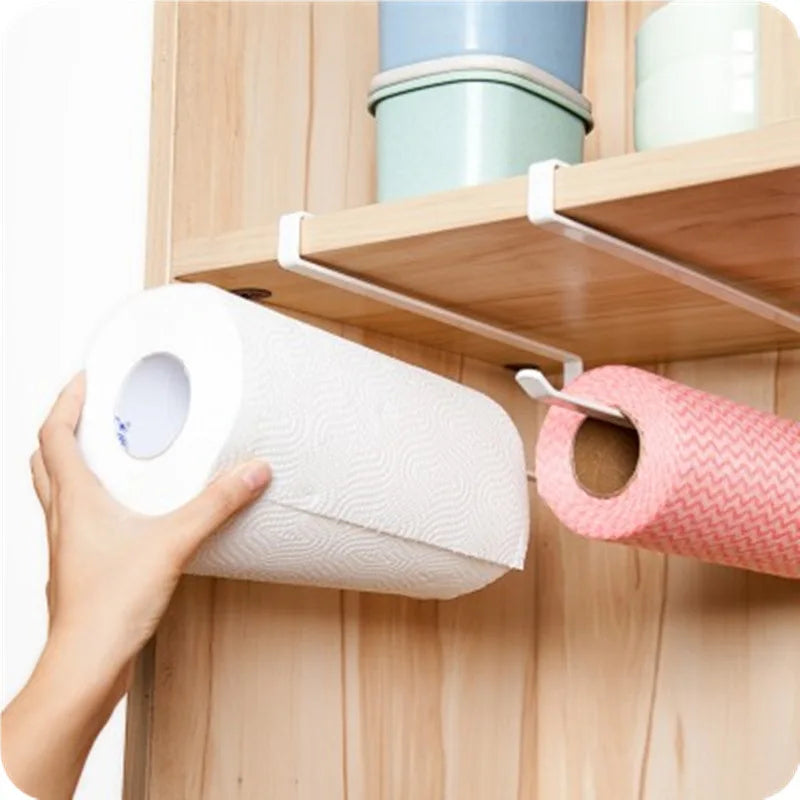 Punch-Free Paper Towel Holder - Hanging Kitchen & Bathroom Roll Rack