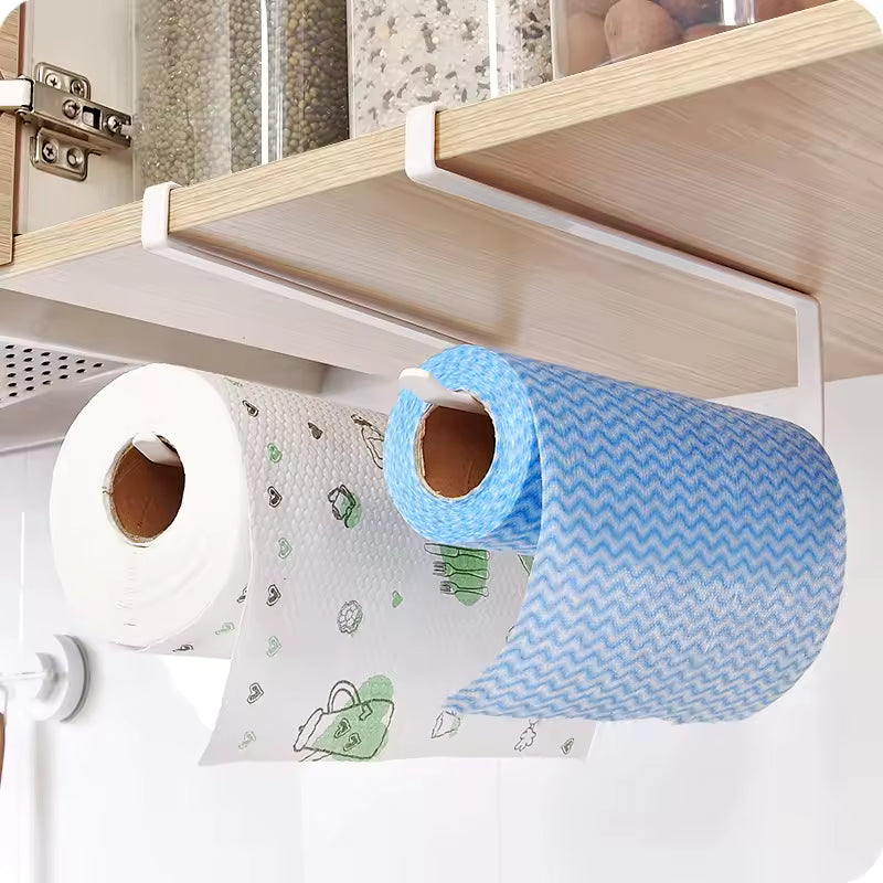 Punch-Free Paper Towel Holder - Hanging Kitchen & Bathroom Roll Rack
