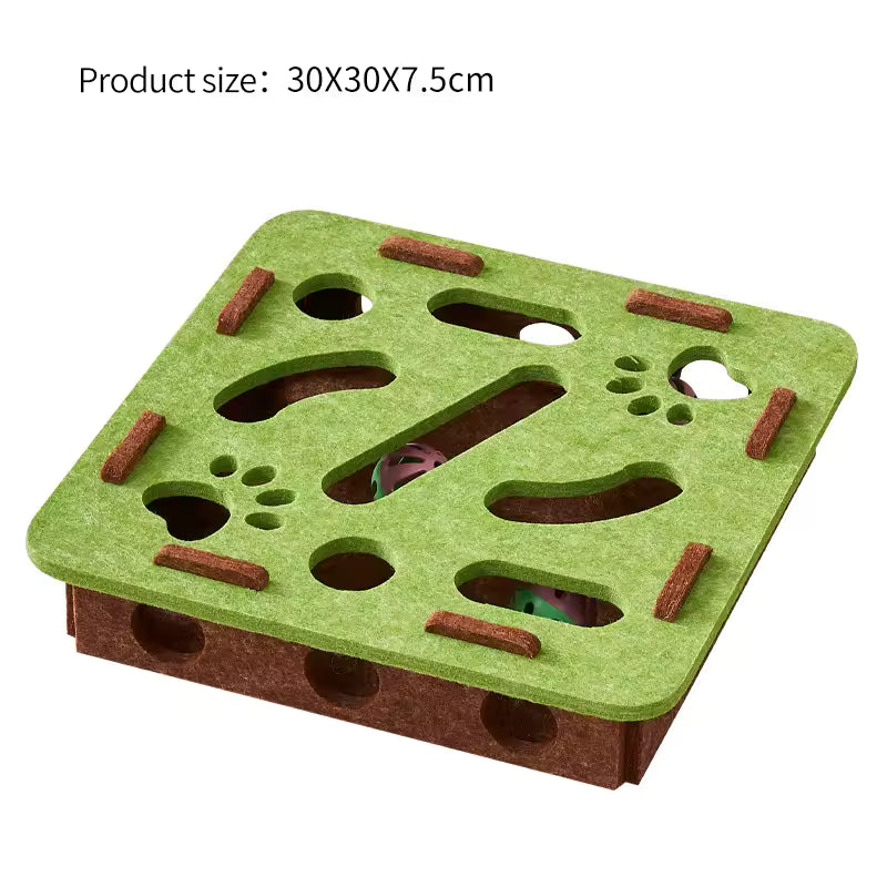 Interactive Cat Puzzle Maze Toy - Felt Tunnel Box with Bell Ball