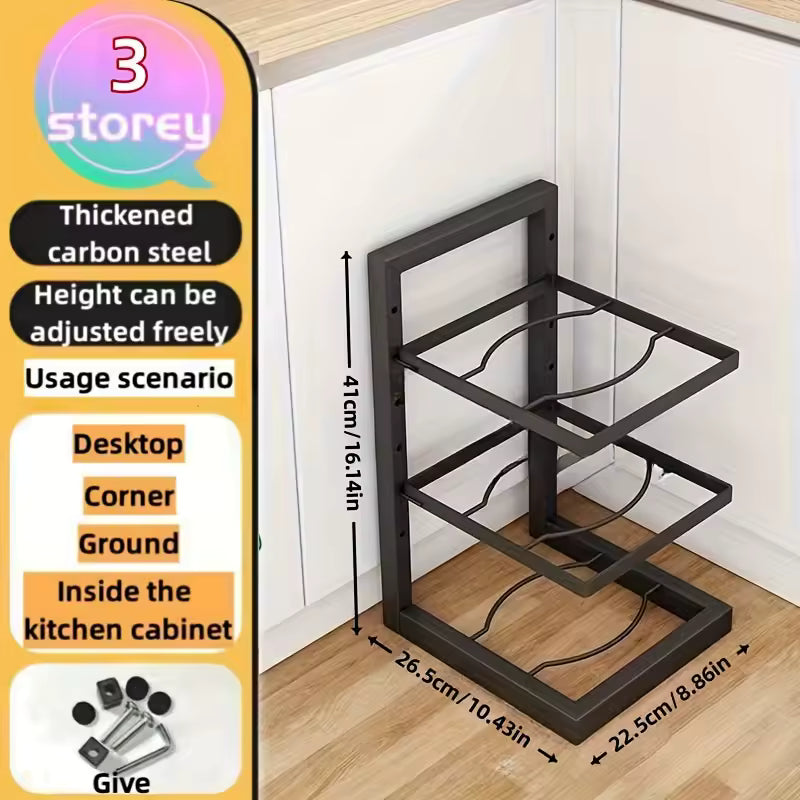 Adjustable Pot Rack Organizer - Multi-Layer Stainless Steel Pot & Pan Storage
