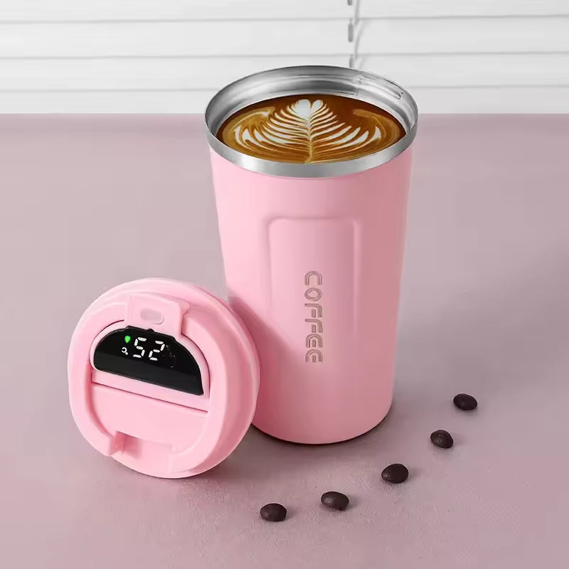 Stainless Steel Thermos Mug with Temperature Display - Insulated Coffee Tumbler