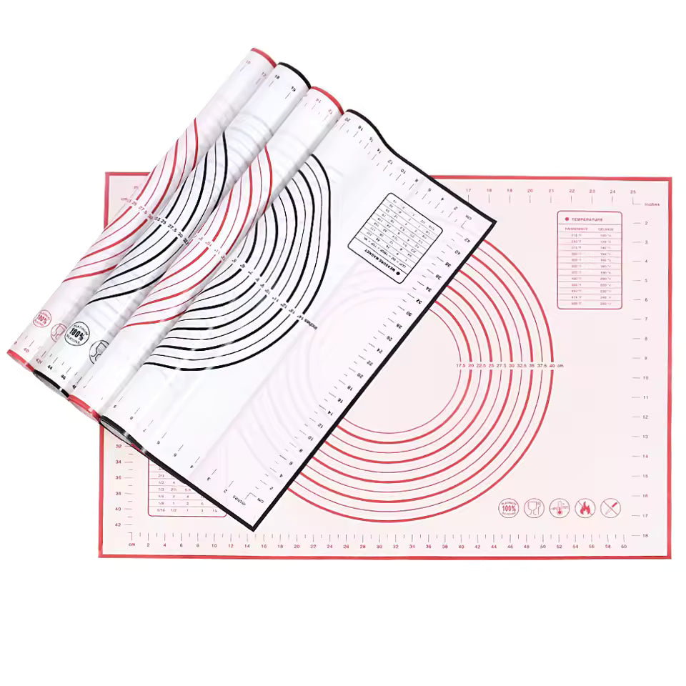 Silicone Pastry Mat - Non-Stick Dough Rolling & Baking Mat with Measurements