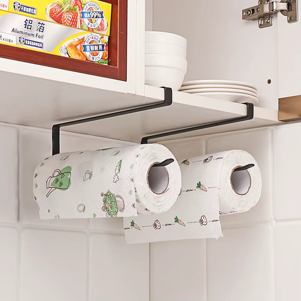 Punch-Free Paper Towel Holder - Hanging Kitchen & Bathroom Roll Rack