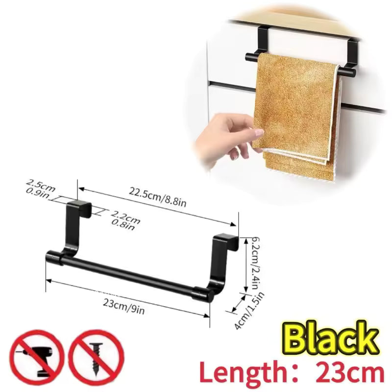 Wall-Mounted Kitchen Towel Rack - Space-Saving Dishcloth Holder, No Drilling