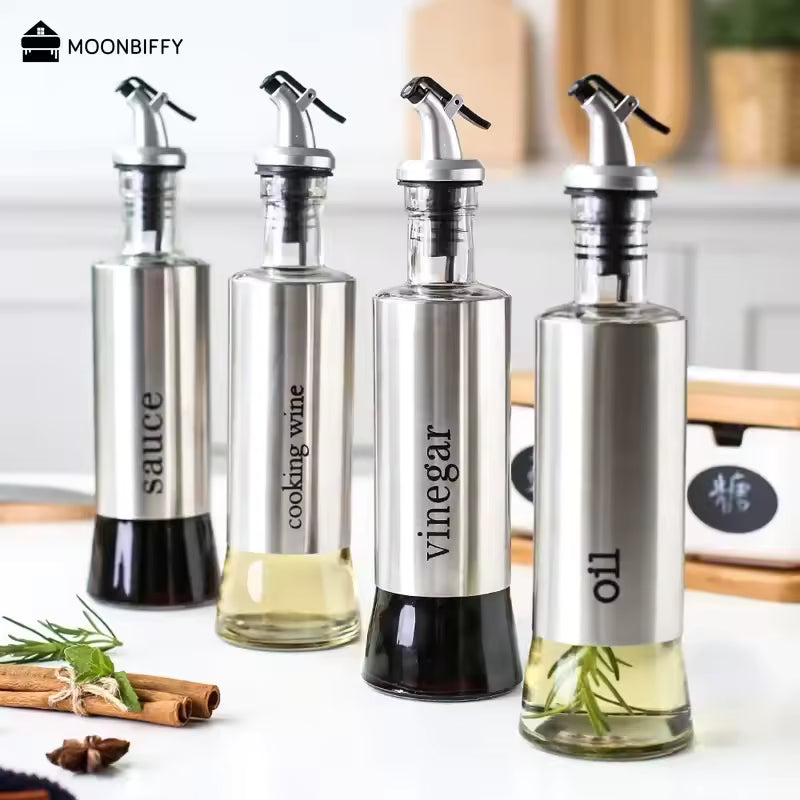 Stainless Steel No-Drip Oil Dispenser Bottle - Soy Sauce & Vinegar Cruet