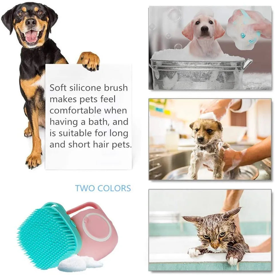 Silicone Pet Bathing Brush - Massage Shampoo Dispenser for Dogs & Cats