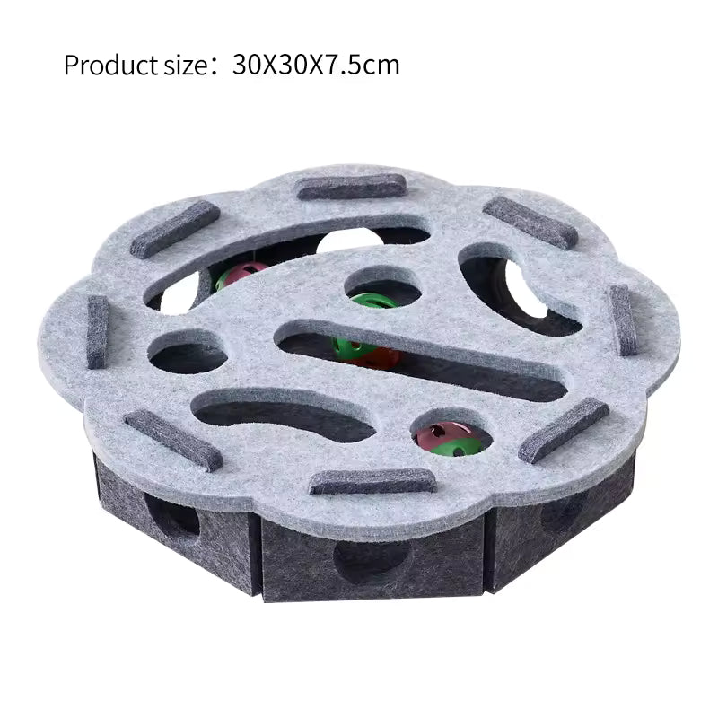 Interactive Cat Puzzle Maze Toy - Felt Tunnel Box with Bell Ball