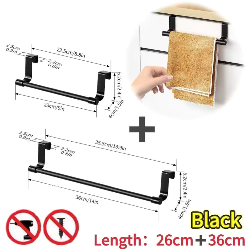 Wall-Mounted Kitchen Towel Rack - Space-Saving Dishcloth Holder, No Drilling