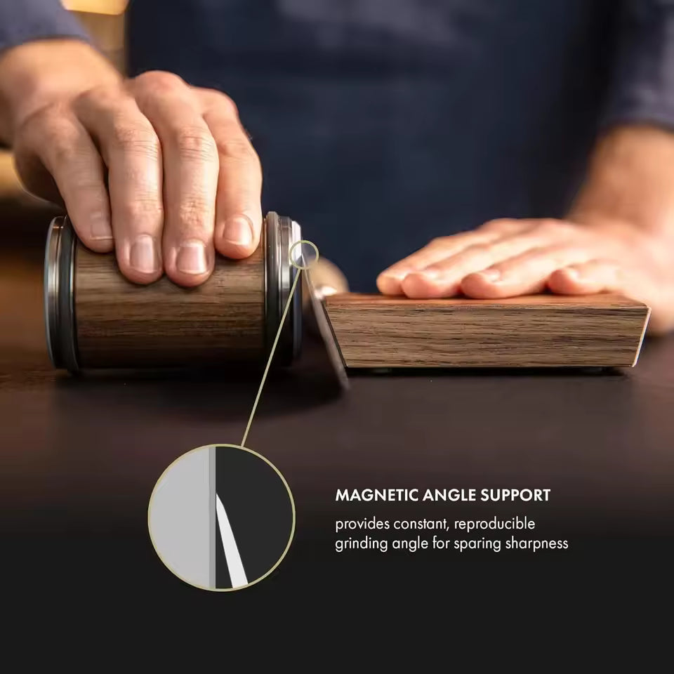 Magnetic Rolling Knife Sharpener - Diamond Stone Kit, 15°/20° Angles