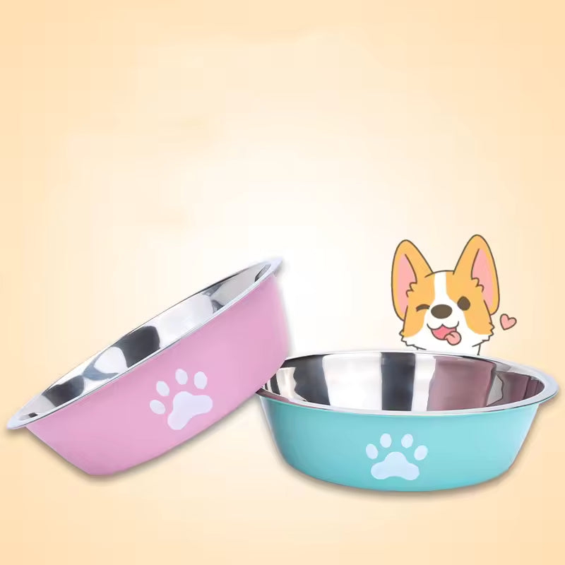 Stainless Steel Pet Bowl - Anti-Slip Silicone Base Dog & Cat Feeding Bowl