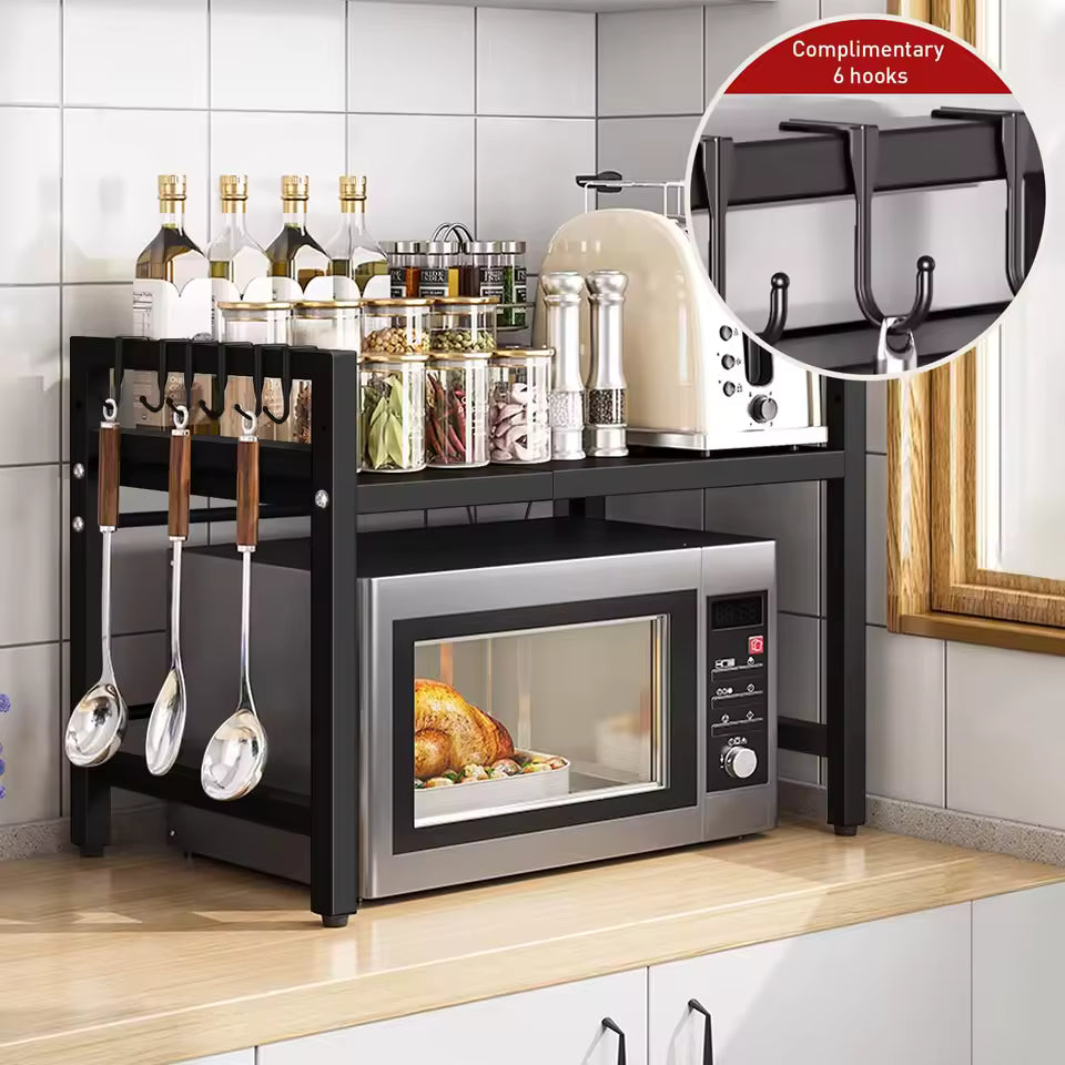 Expandable Microwave Shelf Organizer - Rust-Proof Countertop Rack