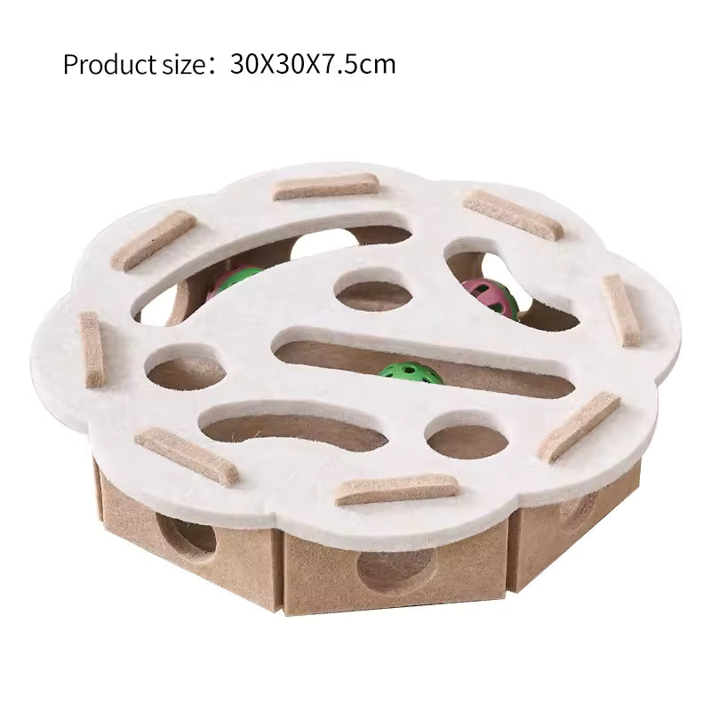 Interactive Cat Puzzle Maze Toy - Felt Tunnel Box with Bell Ball