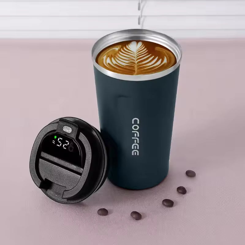 Stainless Steel Thermos Mug with Temperature Display - Insulated Coffee Tumbler