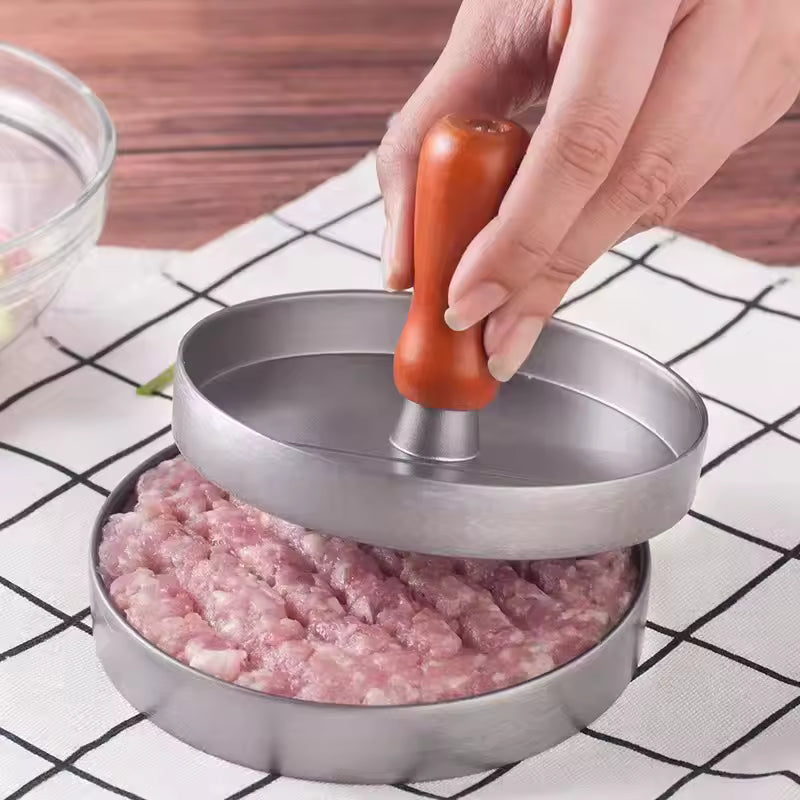 Non-Stick Aluminum Burger Press with 100 Wax Papers - Hamburger Patty Maker