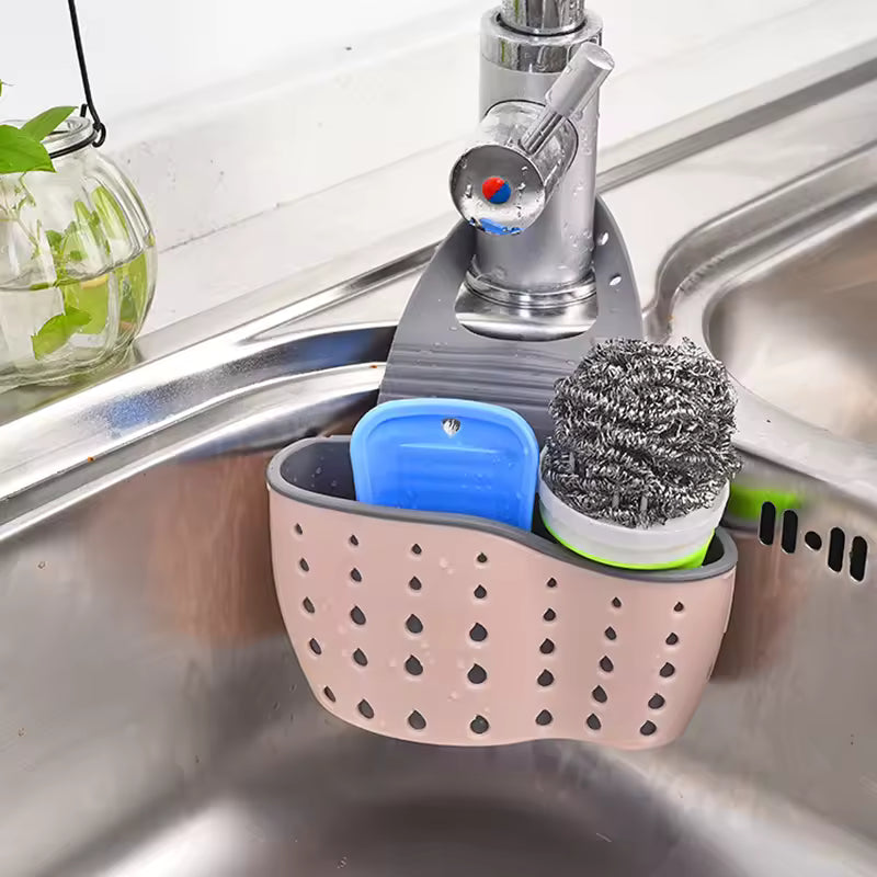 Adjustable Kitchen Sink Caddy - Sponge & Soap Holder Drain Basket