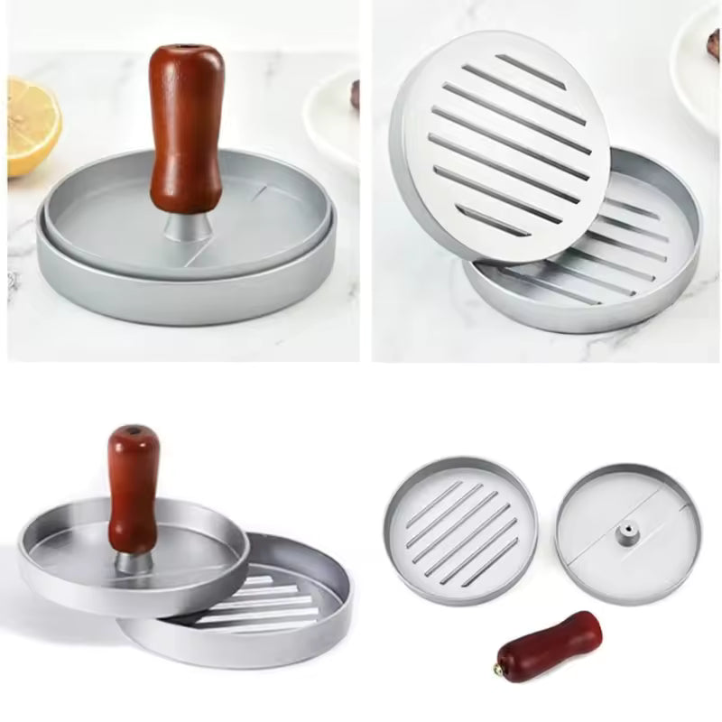 Non-Stick Aluminum Burger Press with 100 Wax Papers - Hamburger Patty Maker