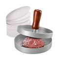 Non-Stick Aluminum Burger Press with 100 Wax Papers - Hamburger Patty Maker