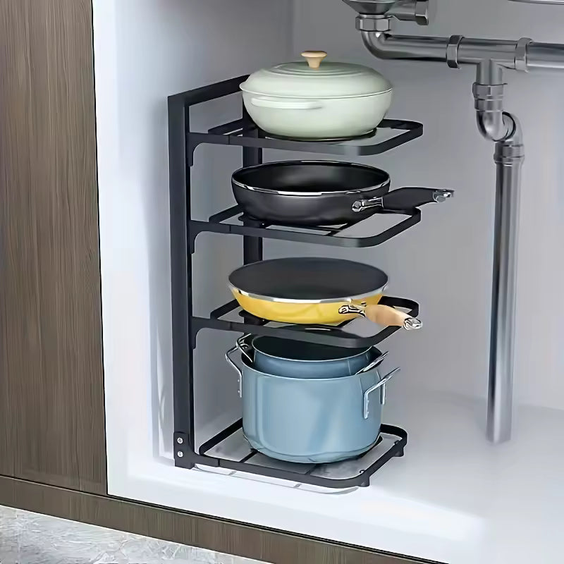 Adjustable Pot Rack Organizer - Multi-Layer Stainless Steel Pot & Pan Storage