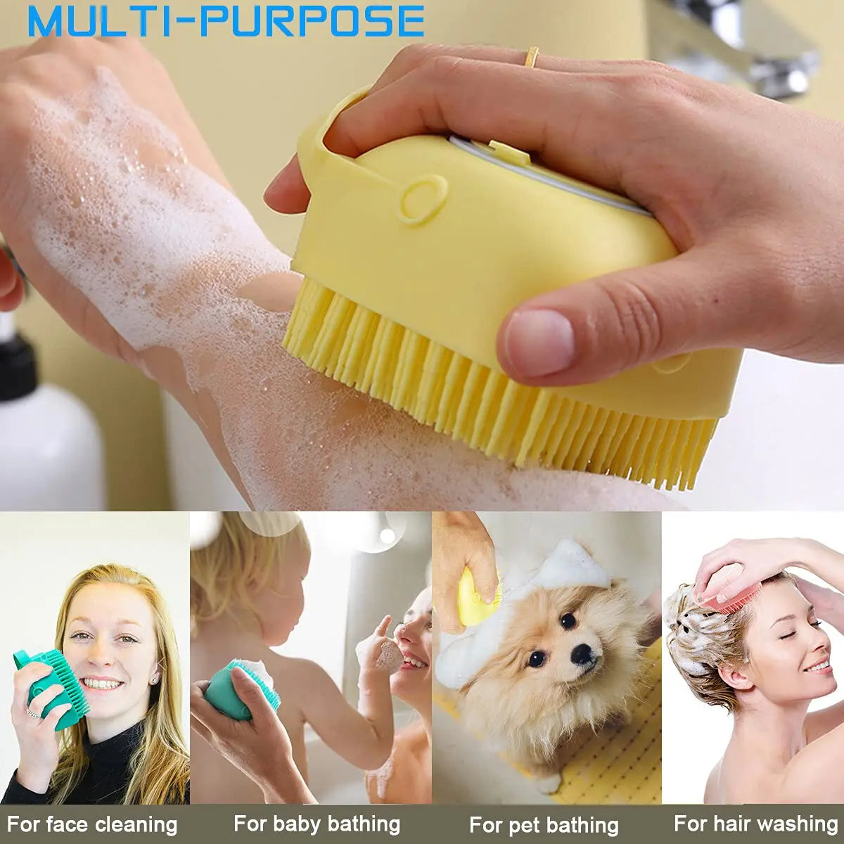 Silicone Pet Bathing Brush - Massage Shampoo Dispenser for Dogs & Cats