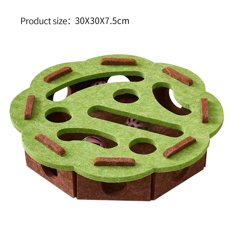 Interactive Cat Puzzle Maze Toy - Felt Tunnel Box with Bell Ball