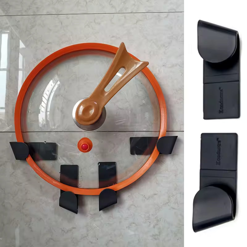 Self-Adhesive Pot Lid Holder - Punch-Free Kitchen Storage Rack, 6-Piece Set