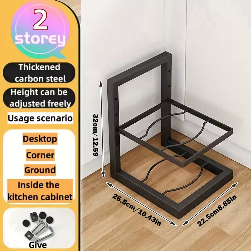Adjustable Pot Rack Organizer - Multi-Layer Stainless Steel Pot & Pan Storage