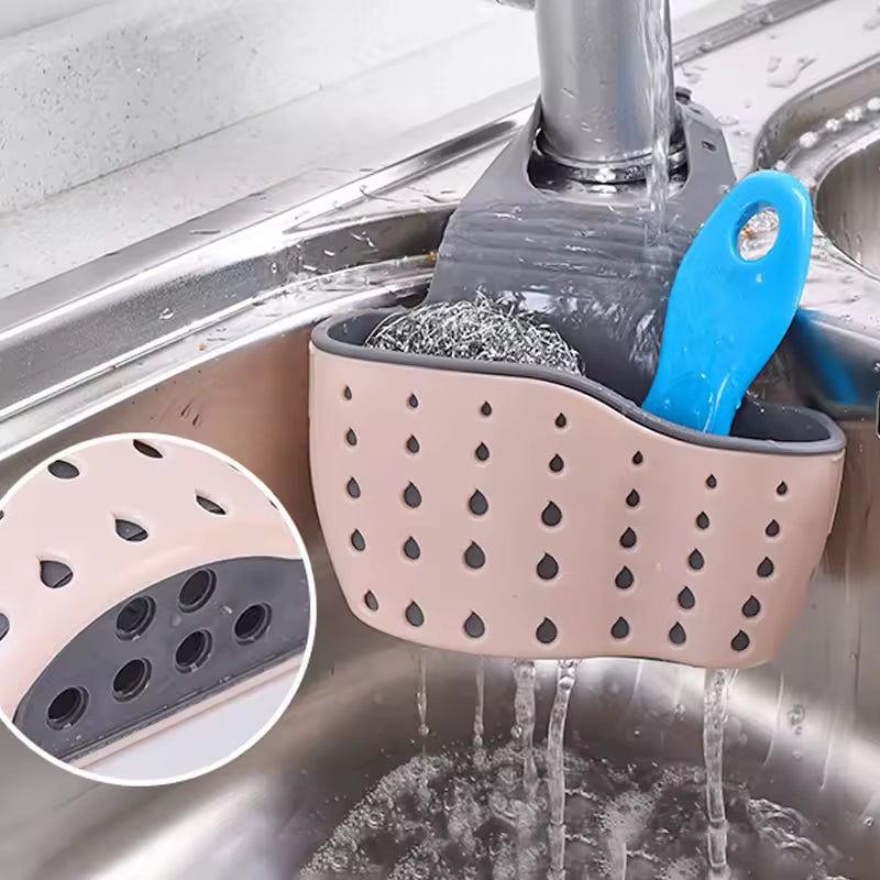 Adjustable Kitchen Sink Caddy - Sponge & Soap Holder Drain Basket