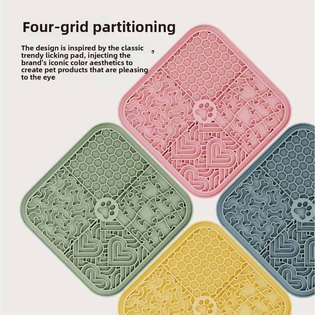 Silicone Slow Feeder Licking Mat - Anxiety Relief Bathing Mat for Dogs & Cats