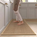 Washable Non-Slip Kitchen Runner Rug - Faux Sisal Woven Mat with Rubber Back