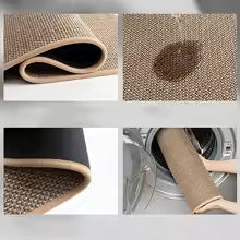 Washable Non-Slip Kitchen Runner Rug - Faux Sisal Woven Mat with Rubber Back